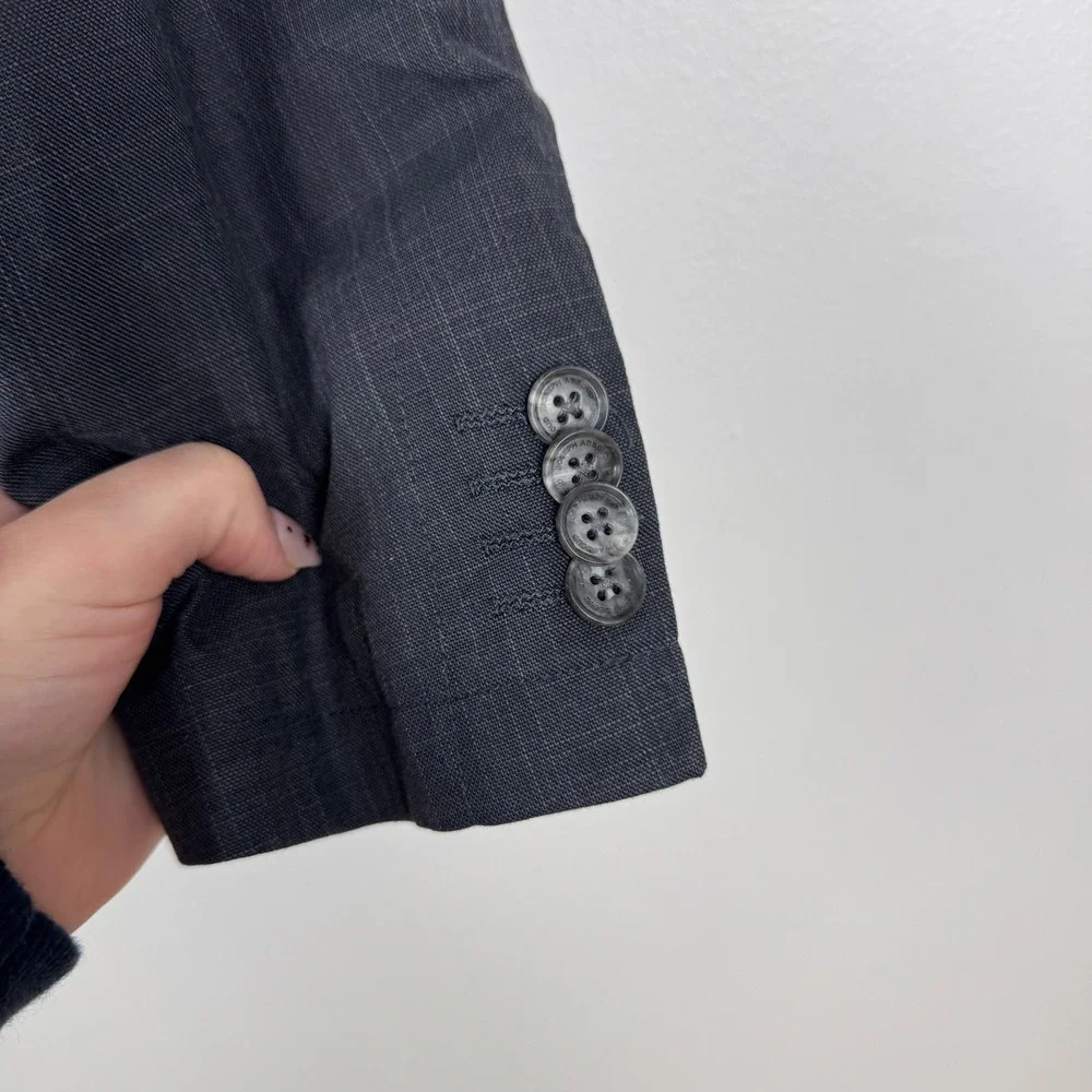 Joseph‎ Abboud Mens Large Blazer Jacket Charcoal Gray 100% Cotton Two Button